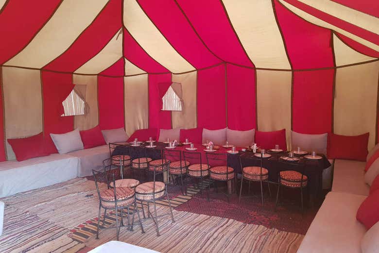 Dining room in the premium camp