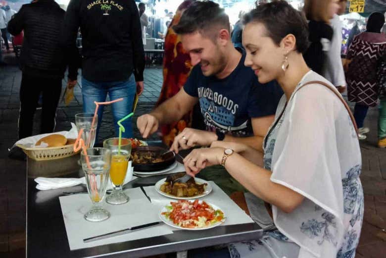 Tasting delicious specialities in Marrakech