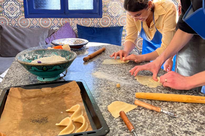 Kneading the ingredients together